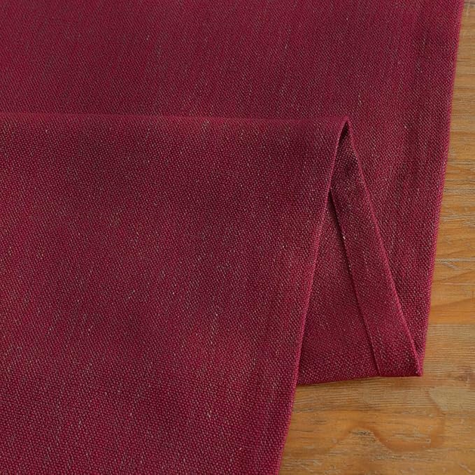 Wracra Linen Style Table Runner, Rustic Farmhouse Christmas Red Table Runners 72 Inches Long, Handcrafted Table Runner for Fall, Winter - Everyday Use and Machine Washable