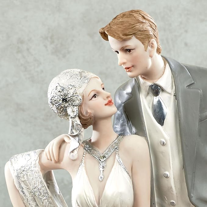 Touch of Class Love That Lasts Happy Couple Bride Groom Wedding Figurine - Resin - Gray, Off White - Dapper Duo Anniversary or Wedding Gift for Bedroom, Living Room, Dresser, Book Shelf