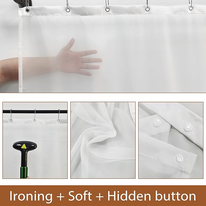 Glawry Boho Shower Curtain with Snap in Liner Modern Mid Century Tropical Palm Leaves Abstract Geometric Modern Arch See Through Mesh Top Window 72Wx72L Inches Bathroom Art Home Decor 12 Pack Hooks