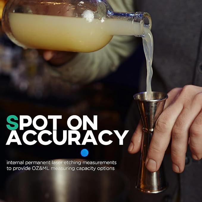 Homestia 2 Pcs Double Cocktail Jigger - Double Jigger and Japanese Style Stainless Steel Bar Measuring Jigger - 1 Oz to 2 Oz Jiggers -Silver Alcohol Measuring Tools (2 Pieces)