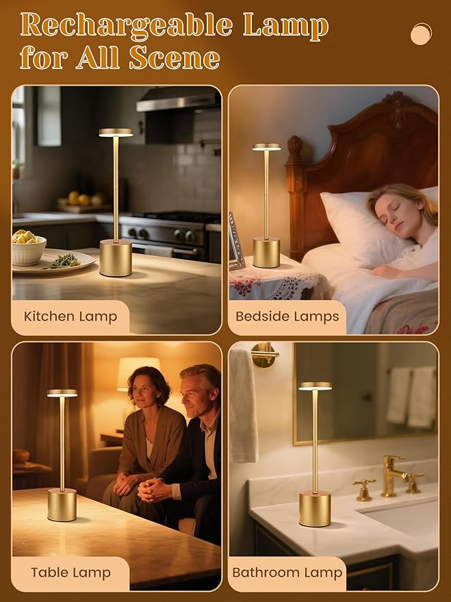 Rechargeable Lamps Cordless Lamps Set of 2,6000mAh Battery Lights,Dimmable+3 Colors Rechargeable Table Lamp,Portable Wireless Small Table Lamp for Bedroom/Kitchen/Bathroom/Dining/Bar/Outdoor [Adapter]