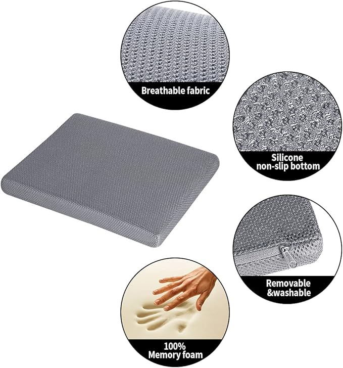 MyPlace Adjustable Height Foot Rest Under Desk at Work - 6 Height Sturdy Office Footrest - Added Comfort Memory Foam - Non Slip Bottom - Straighten Back & Hip & Leg and Improve Posture