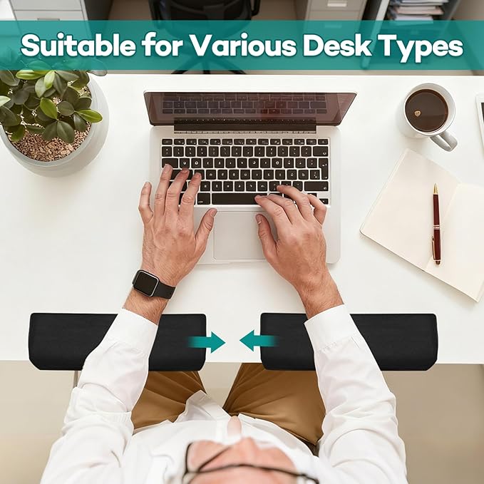 2 PCS Desk Elbow Pad L-Shape Desk Edge Cushion Ergonomic Desk Wrist Pad with High Density Foam Non-Slip Desk Arm Rest Pad for Offices Studios Gaming
