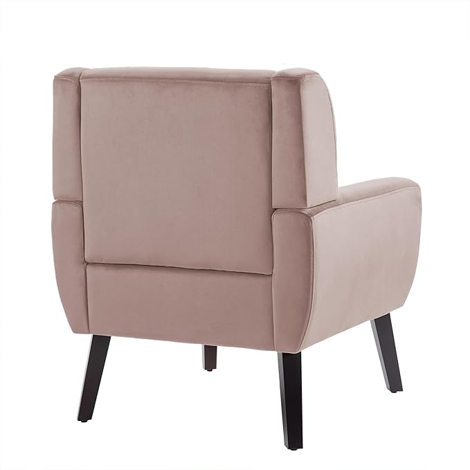 UIXE Velvet Accent Chairs Set of 2, Modern Arm Chair Mid-Century Living Room Armchair, Comfy Upholstered Button Tufted Reading Seat Bedroom Side Sitting, Skin Pink