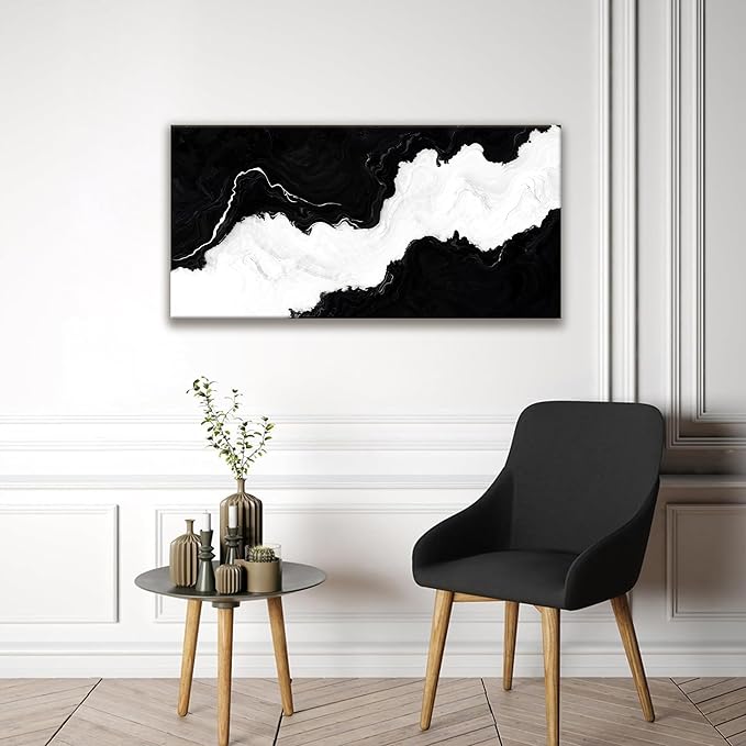 Abstract Wall Art Ready To Hang Canvas Art Wall Decor Print Modern Paintings Black And White Wall Art Prints Canvas Painting Picture For Bedroom Bathroom Office Decoration 20" X 40"
