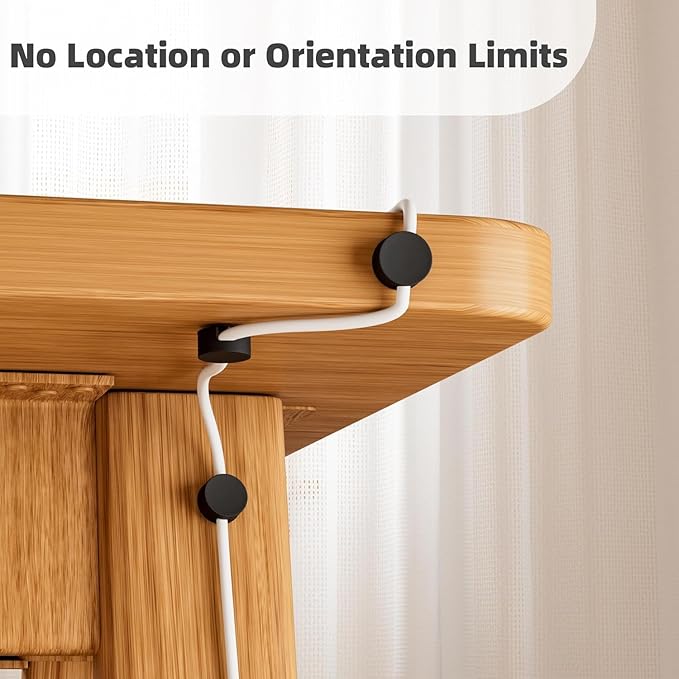 Viaky 8 PCS Magnetic Cord Holder,Large Size Cable Management,Black Self Adhesive Silicone Magnet Cable Straps for Phone Charge Wire,Management for Nightstand Wall Office Home Car Desk