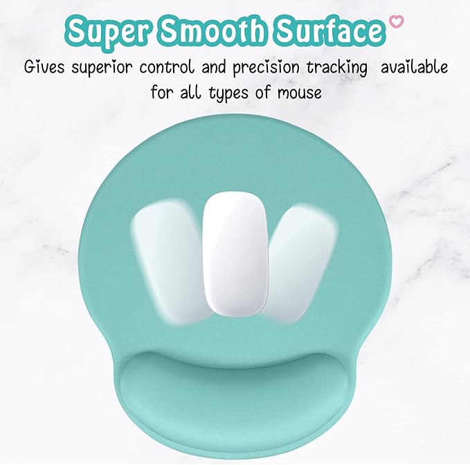 Hsurbtra Ergonomic Mouse Pad with Wrist Rest Support, Gel Mouse Pads with Non-Slip PU Base, Pain Relief Memory Foam Computer Mat, Cute Office Supplies Desk Decro Accessories, Malachite Green