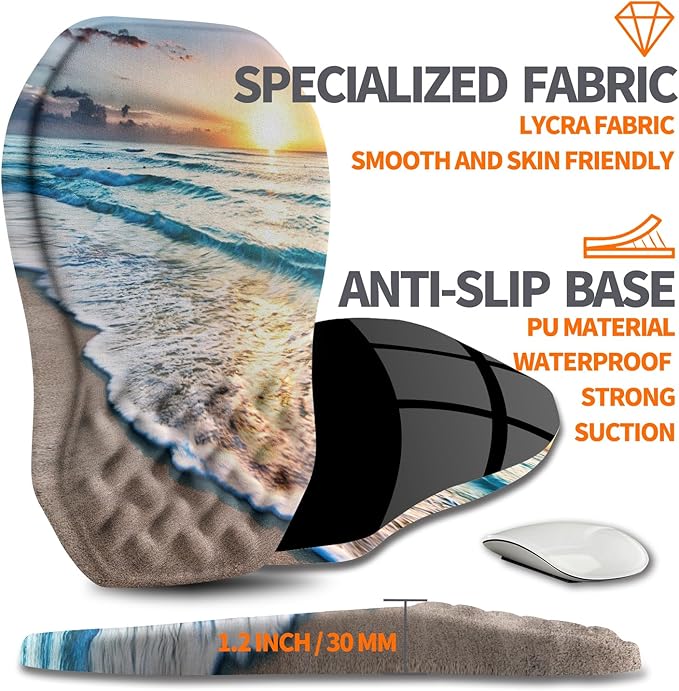 Ergonomic Slope Mouse Pad Wrist Support, Wrist Rest Mousepad for Carpal Tunnel Pain Relief with Massage Bulge and Slow Rebound Memory Foam (12x8 inch, Sunrise Beach)