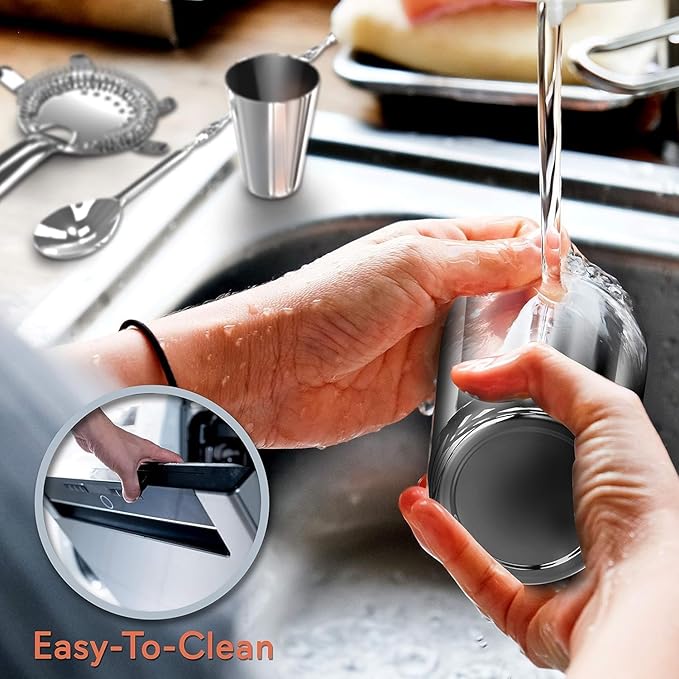 NutriChef Mixology Bartender Cocktail Shaker Set - Includes 15 & 30 oz Stainless Steel Shakers, 6 Bottle Pourers & More - Essential Martini Making Kit - Drink Mixing Set - 15 Piece Cocktail Bar Set