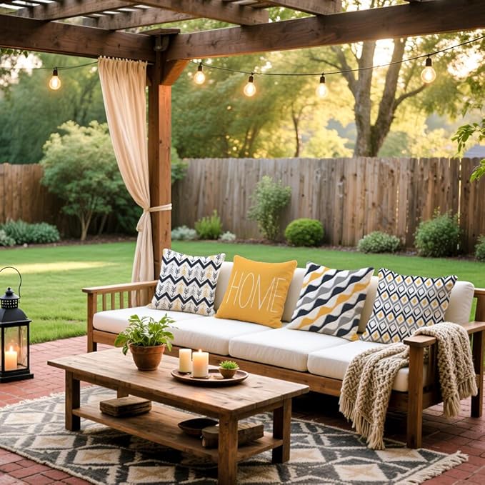 Cirzone Waterproof Outdoor Pillow Covers 18x18 Inch Set of 4 Modern Geometric Pillow Covers for Patio Furniture Garden Sofa