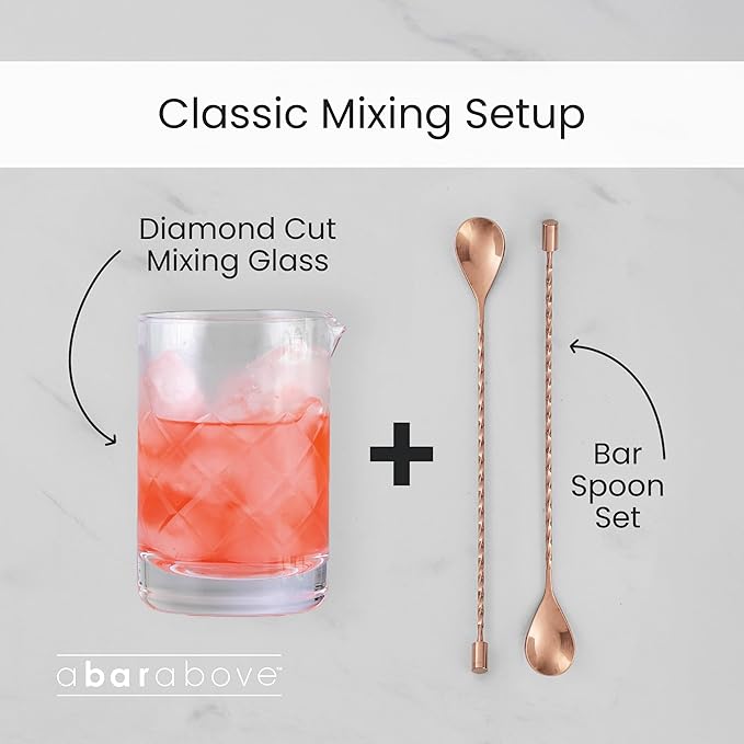 A Bar Above Diamond Cut Cocktail Mixing Glass, Thick Sturdy Glass Beaker, to Mix and Stir Cocktails, Drink Mixer, for Bar Mixing Set, Basic, Professional, or Home Bar Accessories, 18 Oz