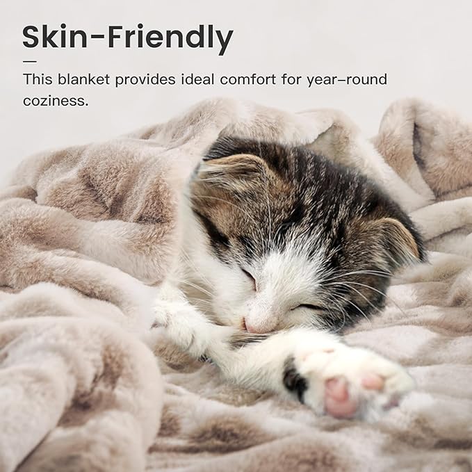 NEXHOME PRO Faux Fur Throw Blanket, Soft Cozy Plush Fleece Blanket for Sofa Couch Bed Living Room, Dual Sided Blankets for Women Men Kids Twin 60 * 80 Inches Tie Dye Sand