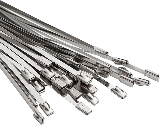 OFFO Metal Zip Ties 11.8 in 100 PCS Chain Link fence Ties Premium Heavy Duty Stainless Steel Wire Multifunctional Locking Exhaust Wrap Flexible Durable