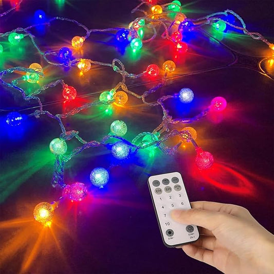 100ft Crystal Globe String Lights, Multicolor+Warm White (2-in-1) LED Fairy Lights for Indoor & Outdoor Ambiance, Plug-in Extendable Decorative Lights for Bedroom, Classroom, Dorm, Patio