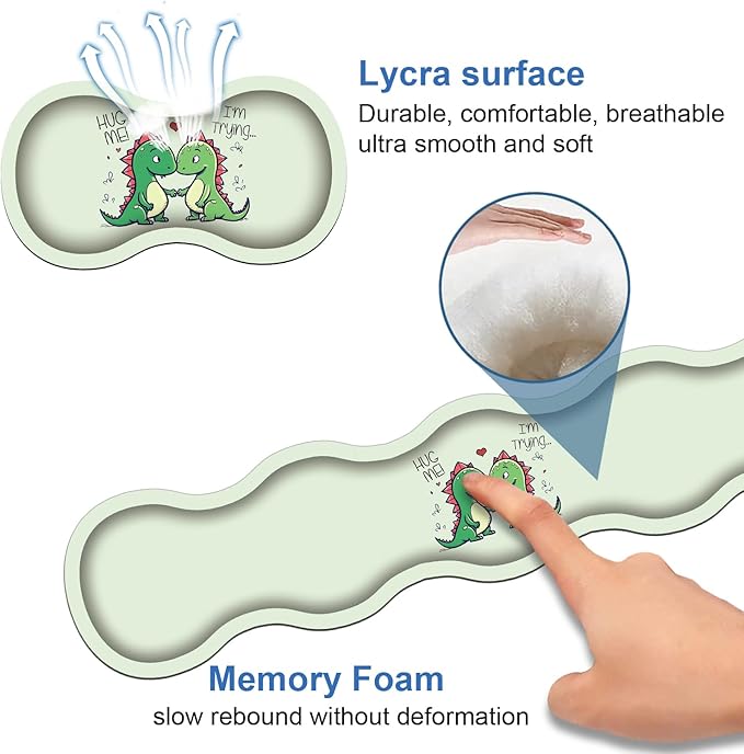 4 in 1 Ergonomic Memory Foam Mouse Pad Wrist Rest Set, Large XXL Gaming Desk Pad + Keyboard Wrist Rest + Mouse Wrist Cushion + Coaster for Home Office Study Gaming, Cute Little Dinosaur