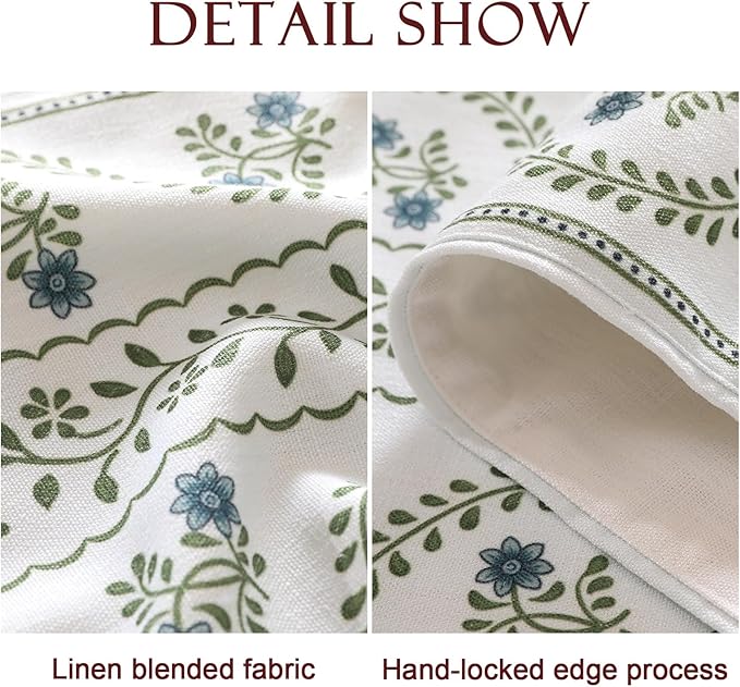 ISAENNE Designer White Elegant Linen Table Runner 87 Inches Long,Chinoiserie Floral Decor Durable Table Runners for Dining Tables,Thanksgiving,Kitchen Tables,Christmas,12"*87"-Mosella D