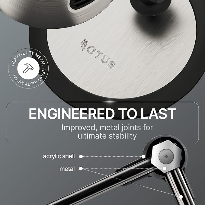 OTUS LED Desk Lamp for Home Office with Gesture Control | Eye-Caring Desk Light 1500 Lux, 12 Brightness & 3 Color | Architect Desk Lamp with Adjustable Swing Arm | Table Light for Work, Study, Reading