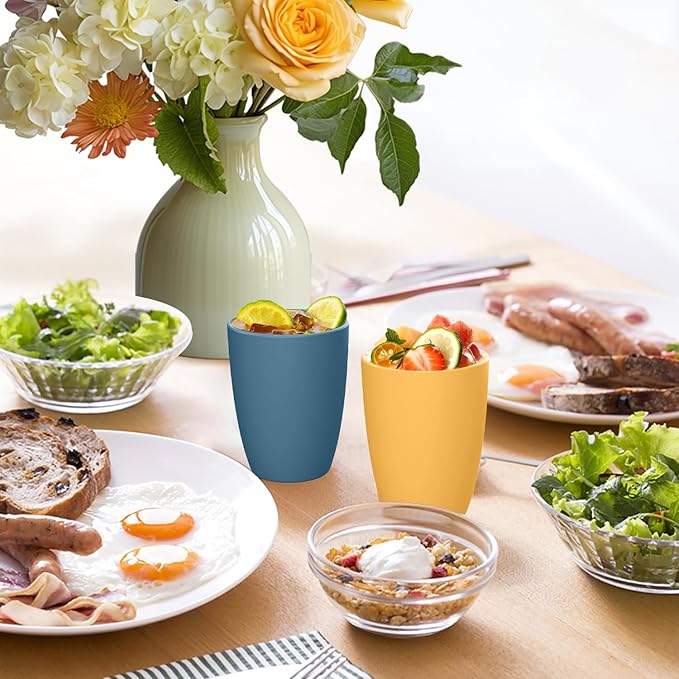 Homienly Wheat Straw Cups, Alternatives to Plastic Cups Reusable Set of 6, Unbreakable Drinking Cup Water Tumblers for Kitchen,Camping, Party, Dishwasher Safe Drinking Glasses Set(12 OZ, Colorful)