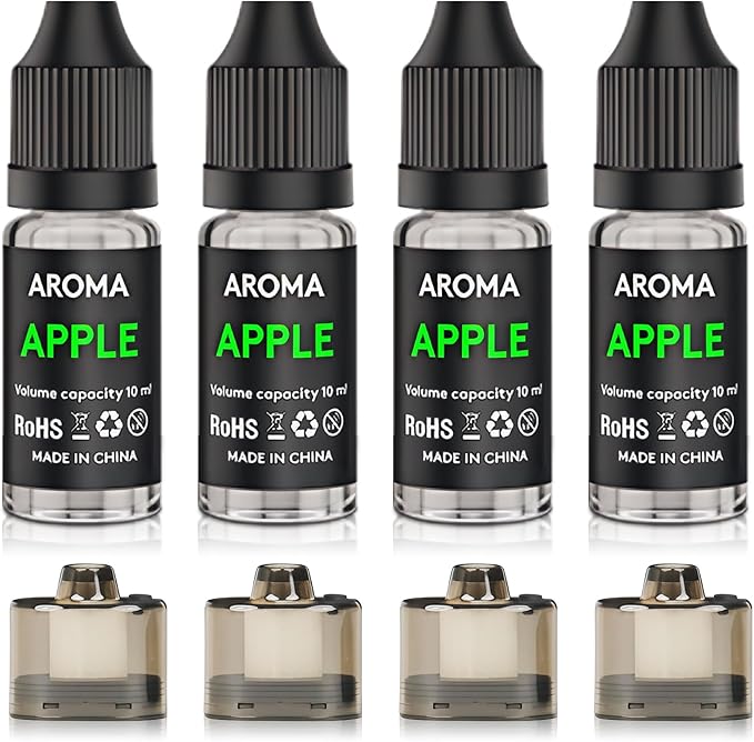 Cocktail Bubble Smoke Gun Accessories, Contains 4 Apple Flavors, 4 Oil Containers, Suitable for Smoke Bubble Gun (Apple Flavor)