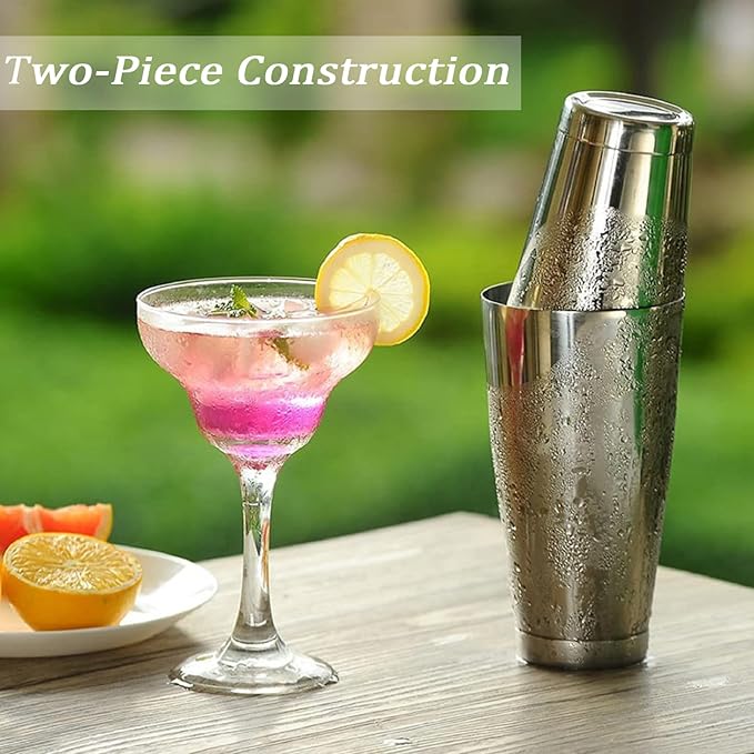 Ailelan Boston Cocktail Shaker Set, Professional Bar Shaker Set Bartender Kit, Stainless Steel Martini Shaker with Weighted 28oz Unweighted 18oz Drink Mixer Tins Bartending Tools for Bartender