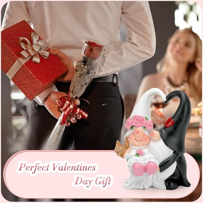 Anniversary Wedding Gifts for Couple - Romantic Wedding Gnomes Decorations, Gifts for Wife Mothers Day Husband Birthday (White)