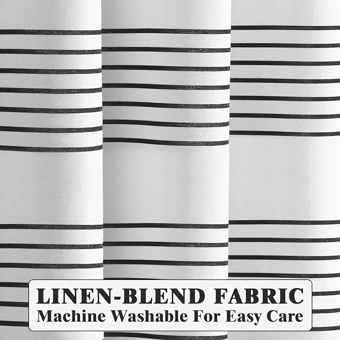 Awellife Black and White Boho Shower Curtain for Bathroom Stripe Tassel Shower Curtain Farmhouse Cotton 96" L x 72" W