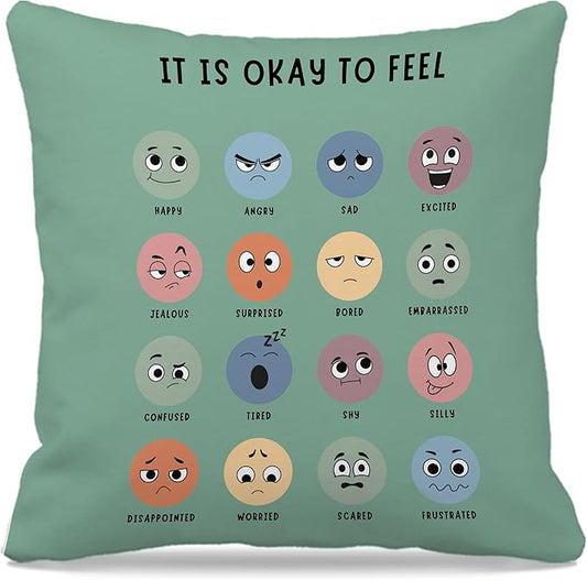 Nogrit Mental Health Pillowcase Decor for Counseling Office Must Haves Throw Pillow Cover, Calming Corner,Mental Health Counselor Gifts, Calming Corner Pillow Covers 18x18 Green