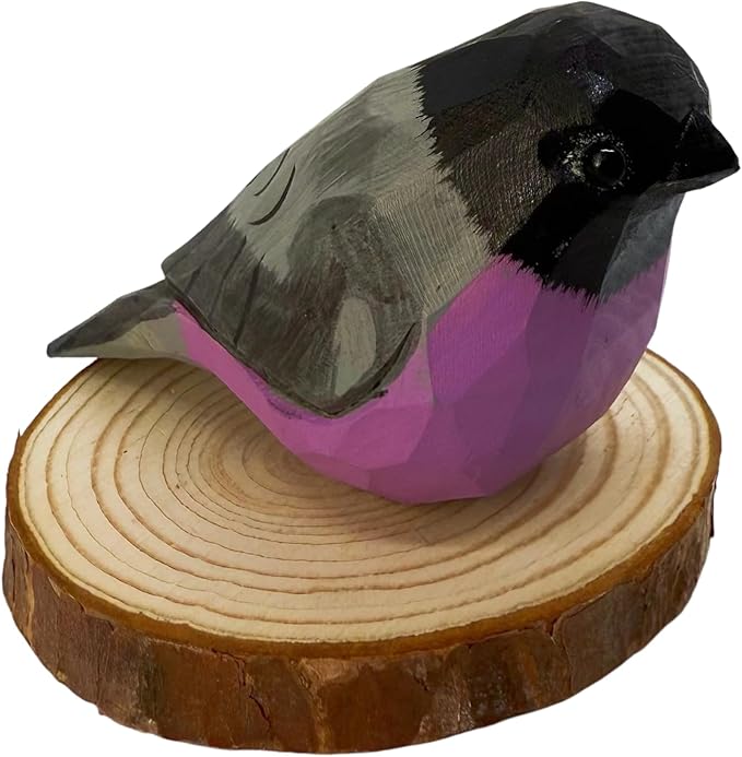 Wooden Bird Figurines Funny Desk Accessories Hand Carved Wood Decorative Small Birds Animal Miniature Statues Ornament for Home Room Decor (Black Grey)