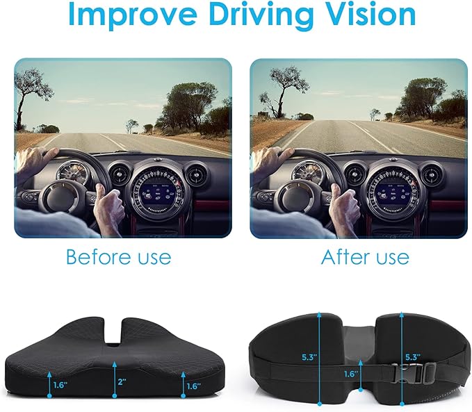 Comfortable Car Coccyx Seat Cushion Pad for Sciatica Tailbone Pain Relief, Heightening Wedge Booster Seat Cushion for Short People Driving, Truck Driver, for Truck Accessories Office Chair