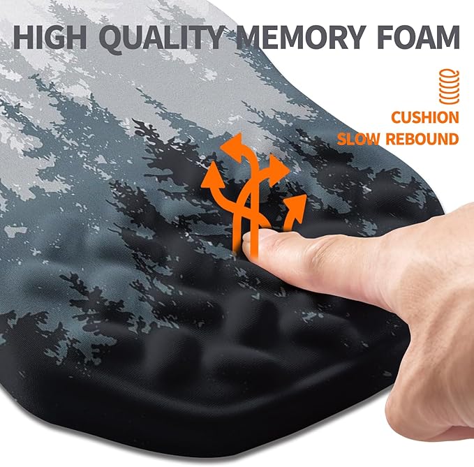 Ergonomic Slope Mouse Pad Wrist Support, Wrist Rest Mousepad for Carpal Tunnel Pain Relief with Massage Bulge and Slow Rebound Memory Foam (12x8 inch, Forest)