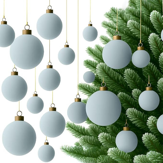 36 Pcs Velvet Christmas Balls Bulk - Flocked Christmas Tree Ball Ornaments Hanging Decoration for Xmas Tree, Wreath, Home or Party Decorations, 2.36", 2.76", 3.15"(Gray Blue)
