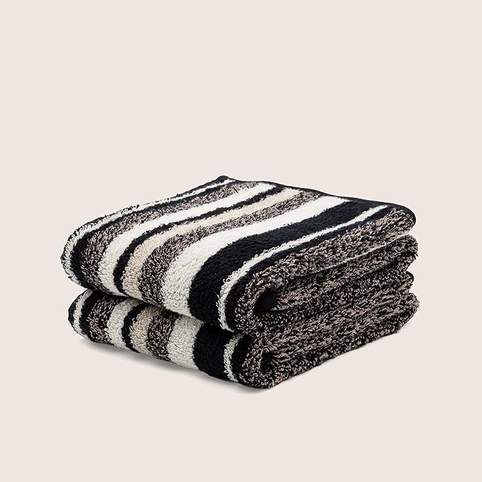Italic Ultraplush 100% Australian Cotton Hand Towels - Set of 2 Luxury Hand Towels, Ultra Soft and Highly Absorbent 800GSM for Bathroom,Shower, Hotel, and Spa (Stripe Multi-Color)