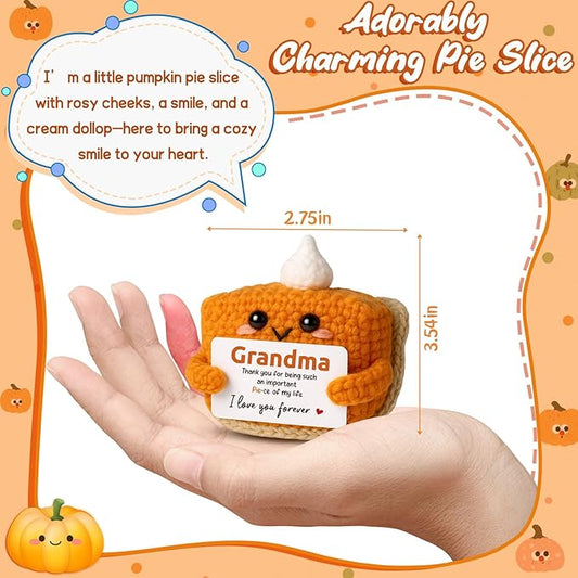 Thank You Gifts for grandma birthday gifts, Mini Crochet Pumpkin Pie Plush, Mothers Day Adorable Grandma Presents for Halloween Thanksgiving Christmas Stocking Stuffer Emotional Small Cute Decor
