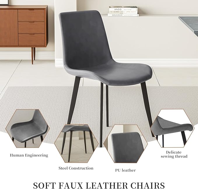 47.2"- 62.9" Extendable Dining Table Set for 6, Modern Kitchen Table with 6 Dining Chairs for 4-6 Person, Thickened Expandable Wooden Table with Steel Legs for Dining Room, Kitchen