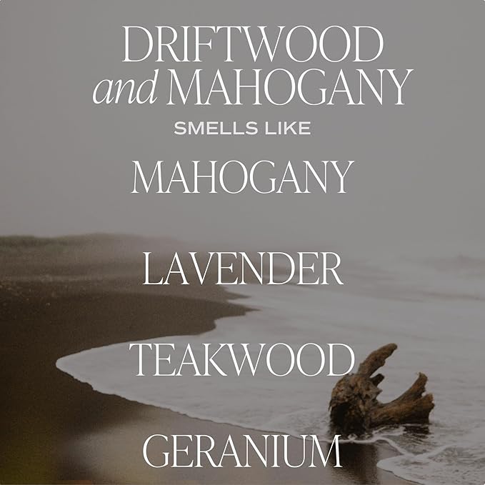 Sweet Water Decor Driftwood & Mahogany Candle, Large 15oz Jar, Non-Toxic Soy Wax Blend Scented with Lavender, Teakwood & Geranium, Masculine Candle for Men or Women, Long-Lasting 70+ Hour Burn