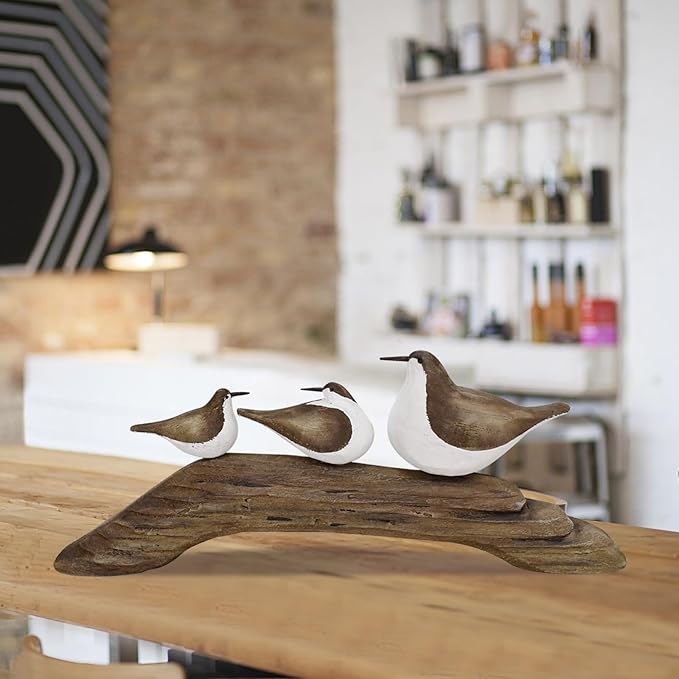 K KILIPES Beach Coastal Wood Seabird Figurine Home Office Table Desk Decor Sea Bird Sculpture Statue for Tabletop Shelf Nautical Bathroom Decoration Ornament Gift