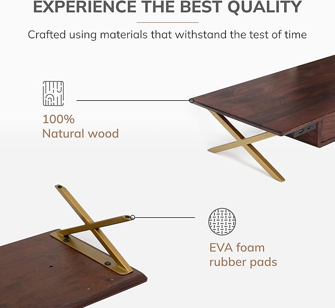 Anji Mountain Monitor Stand - Desktop Organizer & Laptop Riser, Ergonomic Monitor Riser, Space-Saving Monitor Stand for Desk, Durable Construction, Easy Assembly, Ideal for Home & Office,Walnut