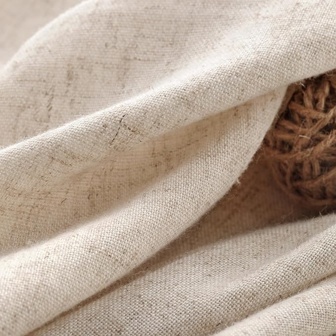 Awellife Farmhouse Cream Shower Curtain Button Linen Textured Woven Fabric,Country Style (Linen & Cream, 72" W x 72" L)