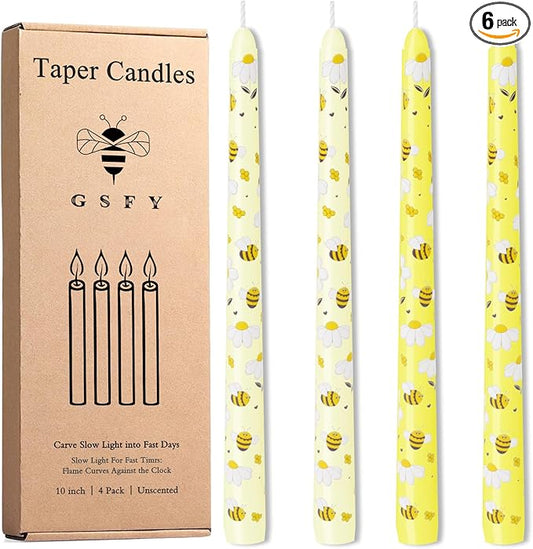 10 Inch Bee Taper Candles Long Tapered Candlesticks for Baby Shower Bee Themed Party Supplies What Will It Bee Gender Reveal Decorations