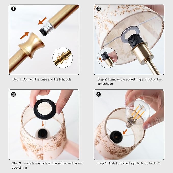 Cordless Table Lamp,5200mAh Rechargeable Battery Operated Lamp,3-Level Brightness Dimmable, Mid Century Modern Metal Ambient Lamps, Vintage Gold Lamps for Bedside, Retro Farmhouse Lamp