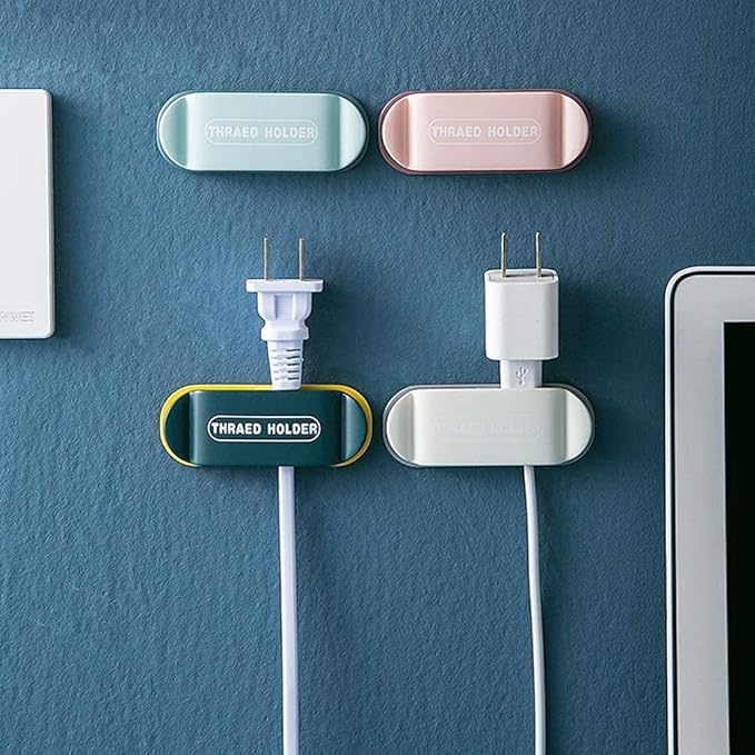 4pcs electrical plug holders,Plug Organizer,phone charger holders for nightstand,charging cord holder wall,car Cable Clips,cord hooks,wire holder for desk,Adhesive kitchen cable management for cords.