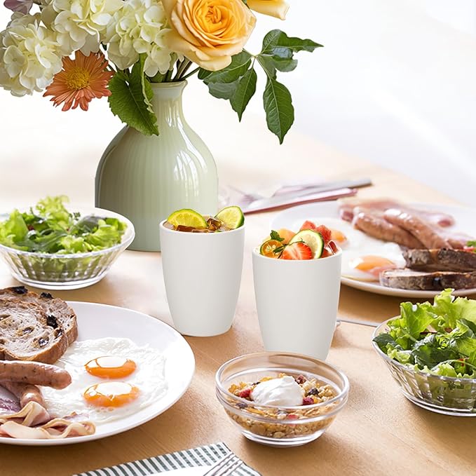 Homienly Wheat Straw Drinking Glasses, 12 OZ Alternative to Plastic Cups Set of 6, Reusable Drinking Cups for Kitchen, Outdoor, Unbreakable Lightweight Water Tumblers, Dishwasher Safe Cup Set(White)