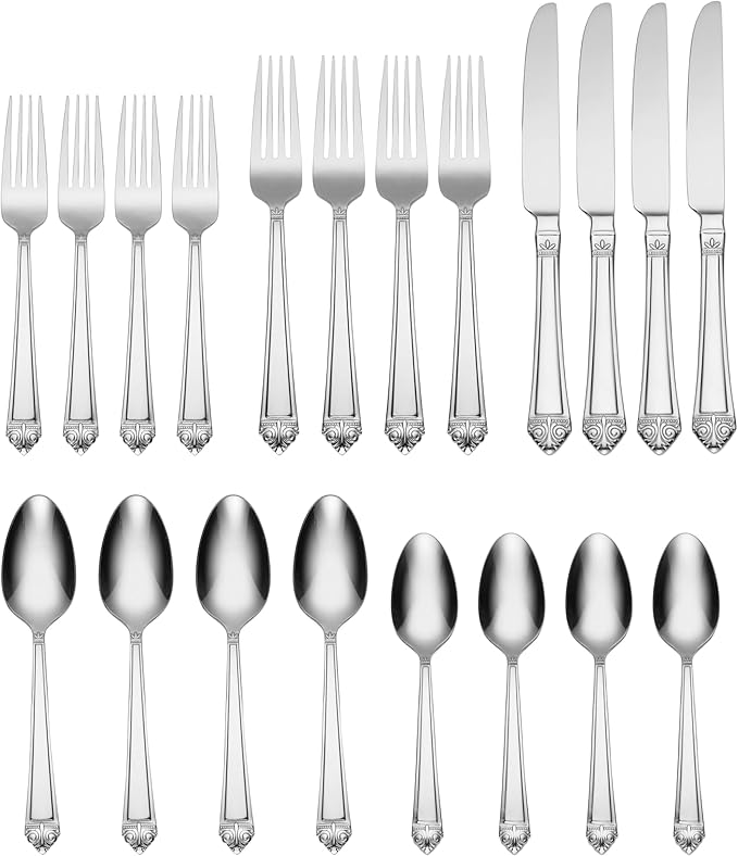 Oneida Eave 20 Piece Everyday Flatware Set, Service for 4, 18/0 Stainless Steel, Silverware Set