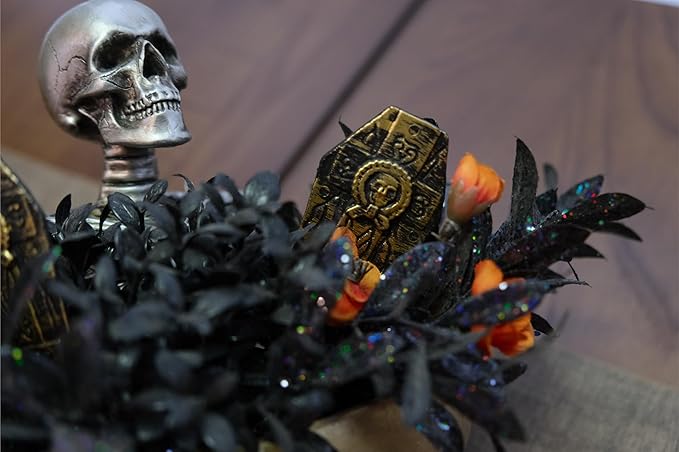 Halloween Decor Skull Table Centerpiece - Halloween Skull Bowl Decoraiton for Home Indoor Room Table Shelf Mantel - Resin Statue, 8 Inch Wide