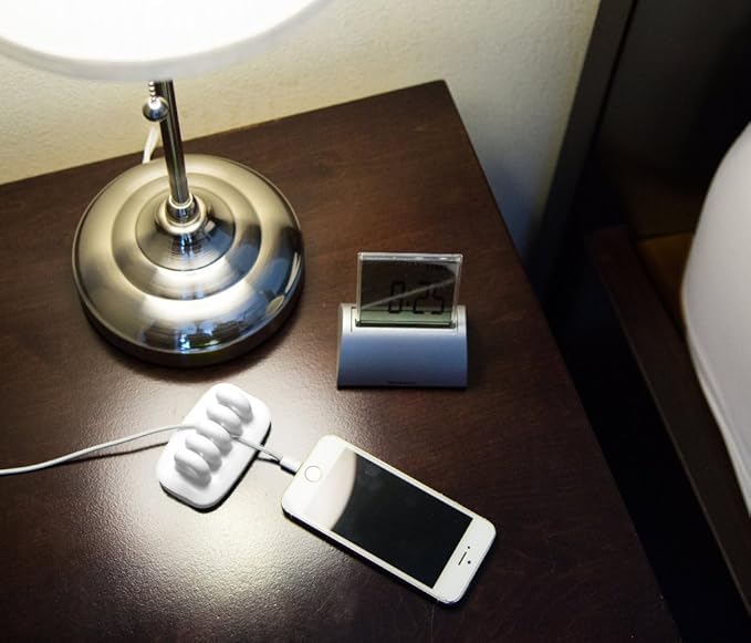 ENVISIONED Desktop Cable Organizer, Weighted, No Bad Smell, Bundled with 2 Reusable Cable Ties (White)