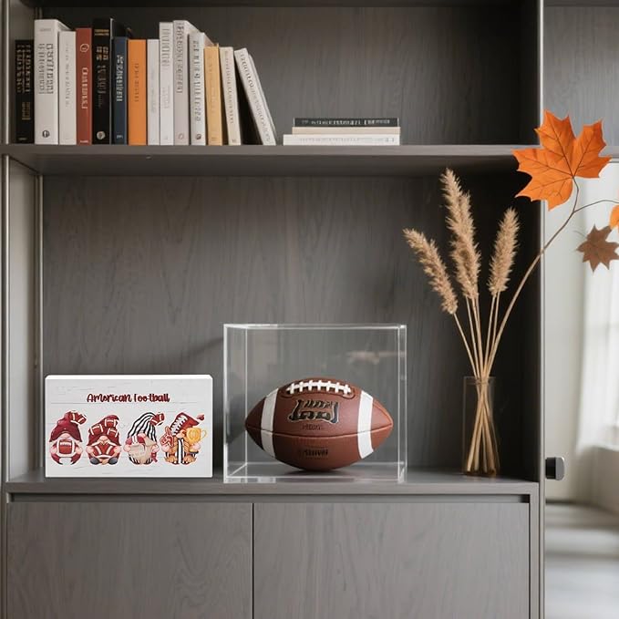 American Football Home Office Desk Decor - Funny Rustic Football Touchdown Season Decor, Fall Football Game Day Football Season Party Wooden Box Sign 5 x 8 Inches