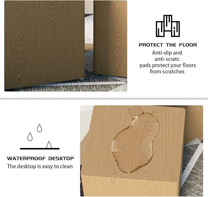 Nesting Coffee Table Set of 2, Wood Round Coffee Table, Modern Coffee Table for Small Space Living Room, Wood Color