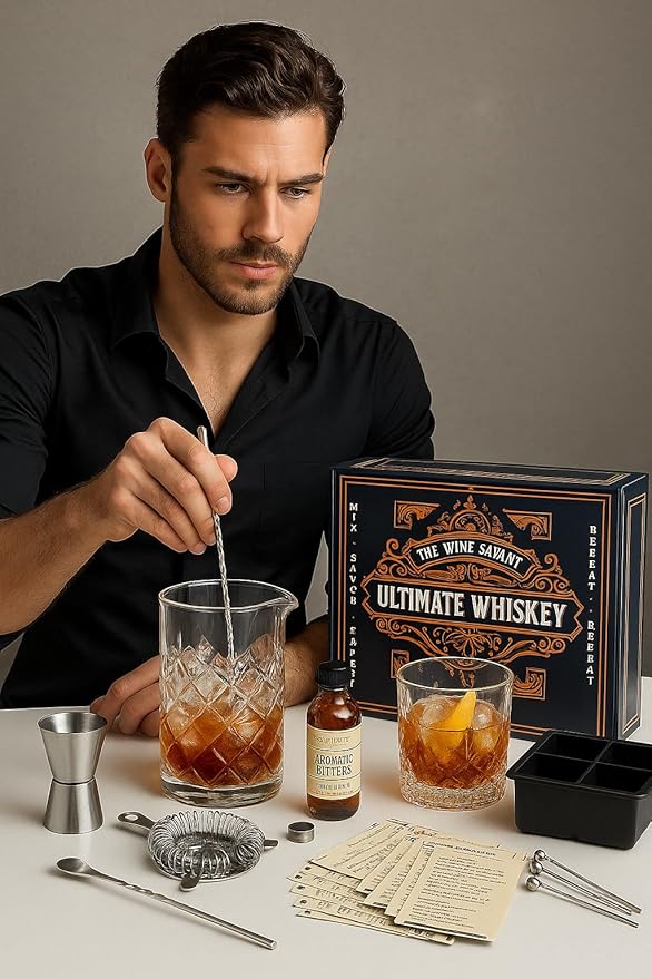 13-Piece Cocktail Shaker Set Bartender Kit+Bitters - Bar Mixing Stir Set with Whiskey Glass, Strainer, Jigger, Garnish Picks, Recipe Cards - Cocktails, Martinis, Manhattans & More