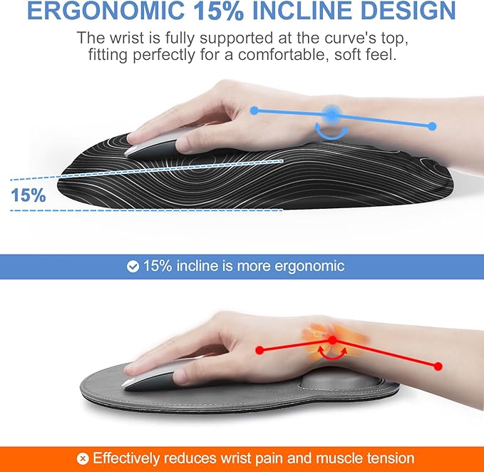 Mouse Pad with Wrist Rest, Comfortable Memory Foam Wrist Rest for Computer Keyboard, Ergonomic Mouse Pad Set for Easy Typing & Pain Relief for Office & Home Topographic