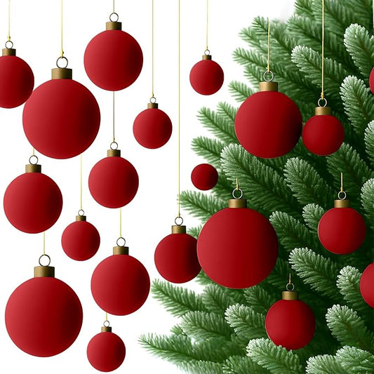 36 Pcs Velvet Christmas Balls Bulk - Flocked Christmas Tree Ball Ornaments Hanging Decoration for Xmas Tree, Wreath, Home or Party Decorations, 2.36", 2.76", 3.15"(Wine Red)